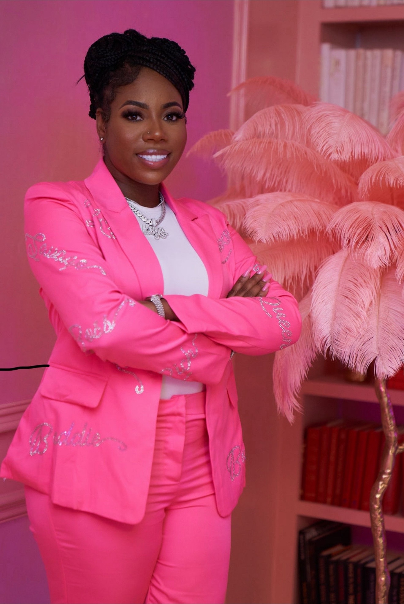 Attorney Kayla Bumpus-Jackson portrait with pink office background